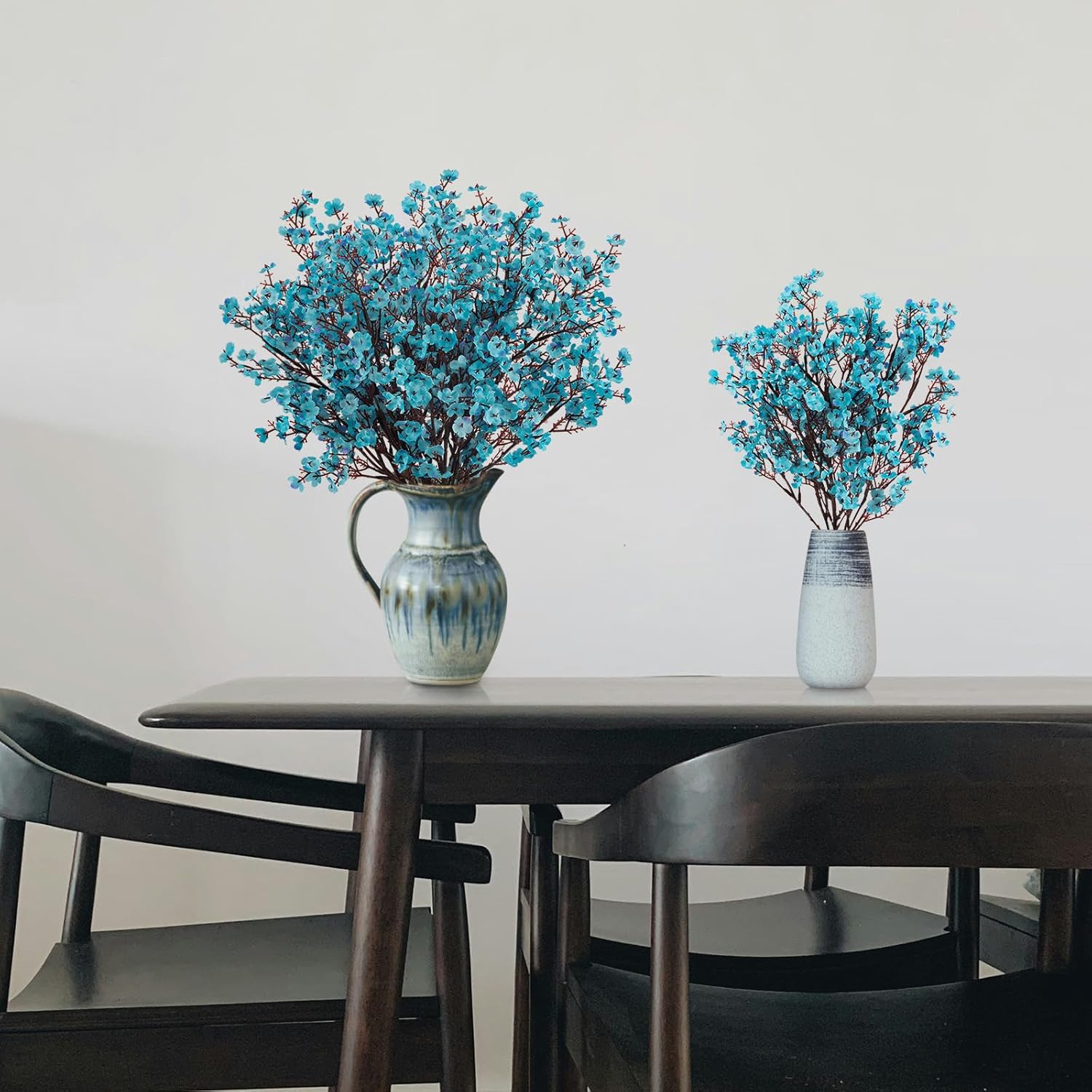 8Pcs Babys Breath Artificial Flowers Silk,Real Touch Peacock Blue Bouquets Flowers for Vase Home Office Wedding Spring Winter Indoor Outdoor Centerpiece Table Decorations